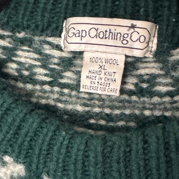 Vintage GAP CLOTHING CO. Old 80's 90's Sweater Knit Nordic Pattern All Over Wool - Picture 2 of 7
